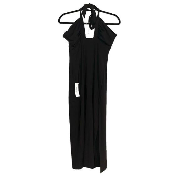 NWT Bardot Guilia Side Slit Halter Black Midi Dress MEDIUM - Picture 3 of 10